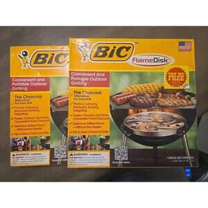 Set Of 2 BIC FlameDisk Portable Outdoor Grill Camping Ethanol Flame Disk